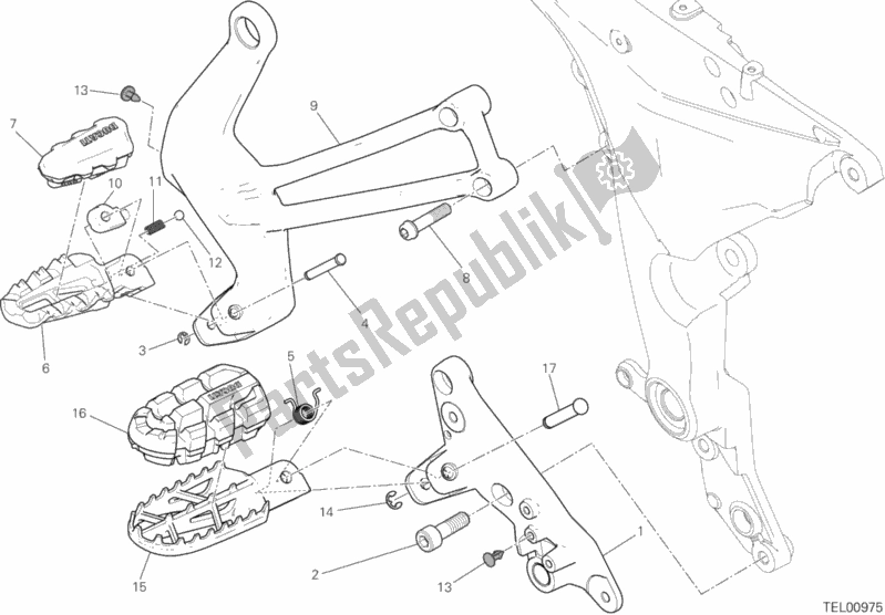 All parts for the Footrests, Right of the Ducati Multistrada 1200 Enduro Thailand 2017